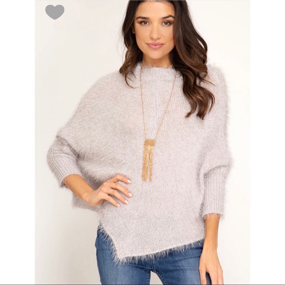 Long sleeve fuzzy sweater